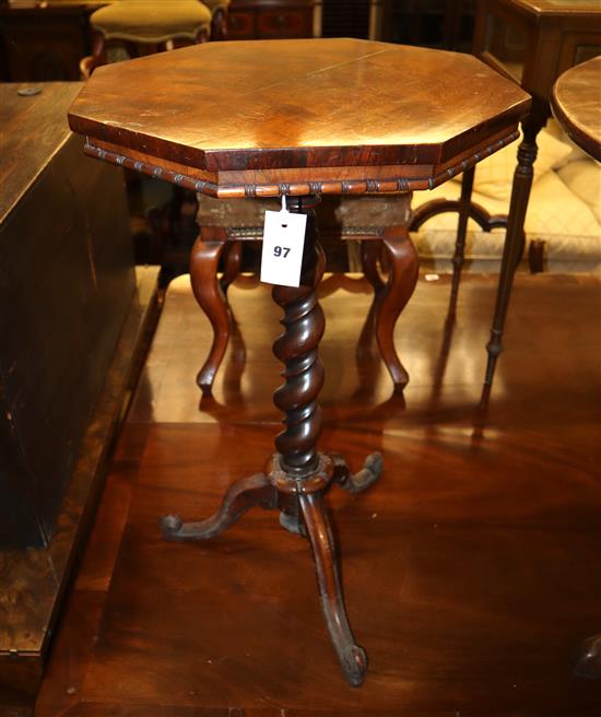A Victorian rosewood occasional table with octagonal top, 43cm